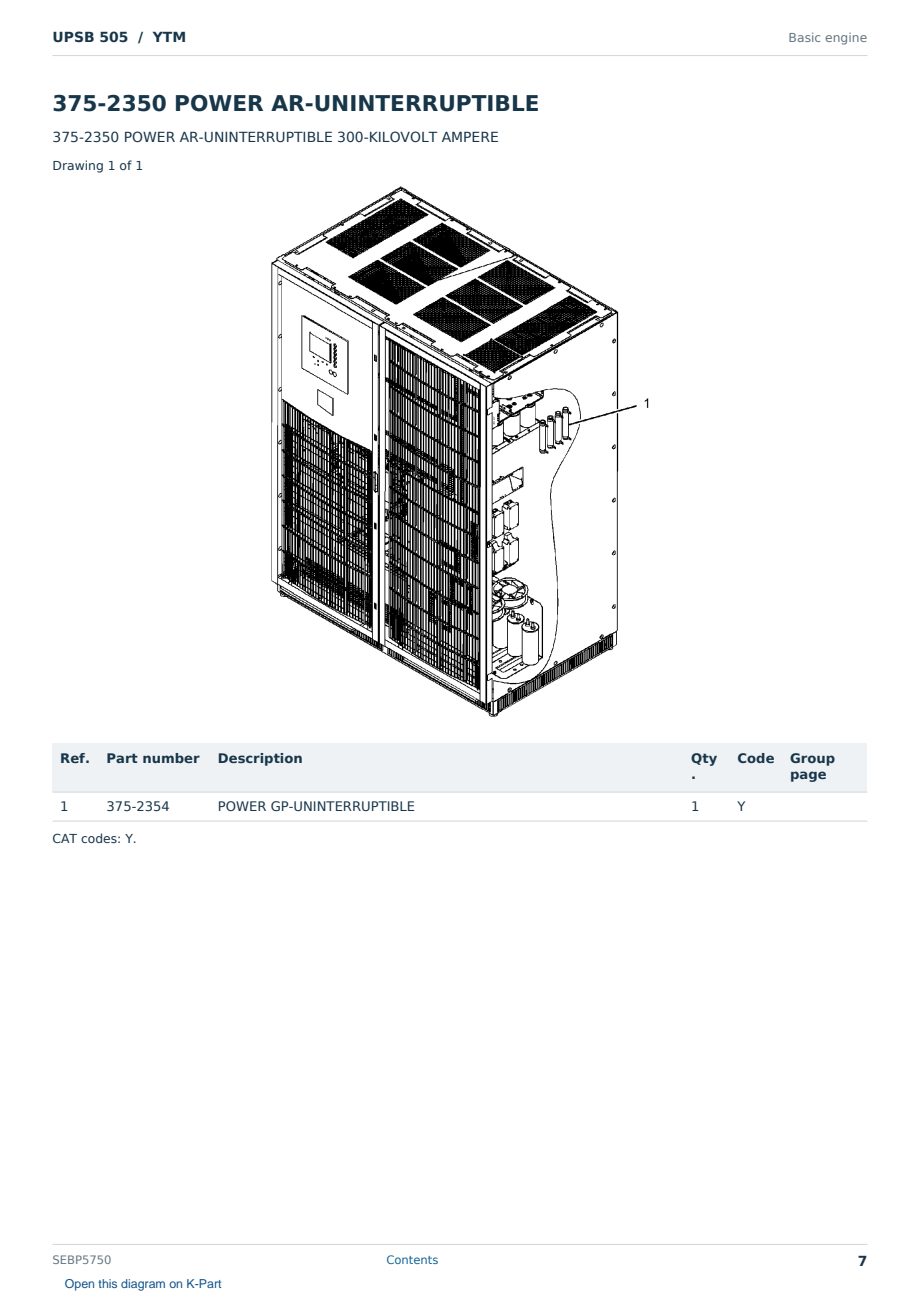 Caterpillar UPSB 505 S/N YTM Partsbook SEBP5750 (English) - sample page 7 of 10 Caterpillar UPSB 505 S/N YTM Partsbook SEBP5750 (English) - sample page 7 of 10