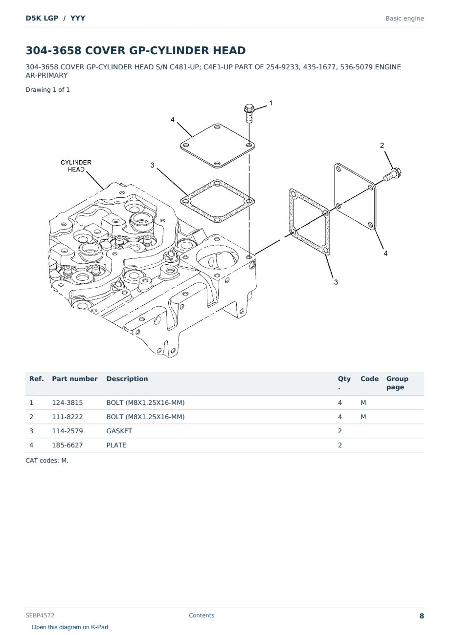 Caterpillar D5K LGP S/N YYY Partsbook SEBP4572 (English) - sample page 8 of 10 Caterpillar D5K LGP S/N YYY Partsbook SEBP4572 (English) - sample page 8 of 10