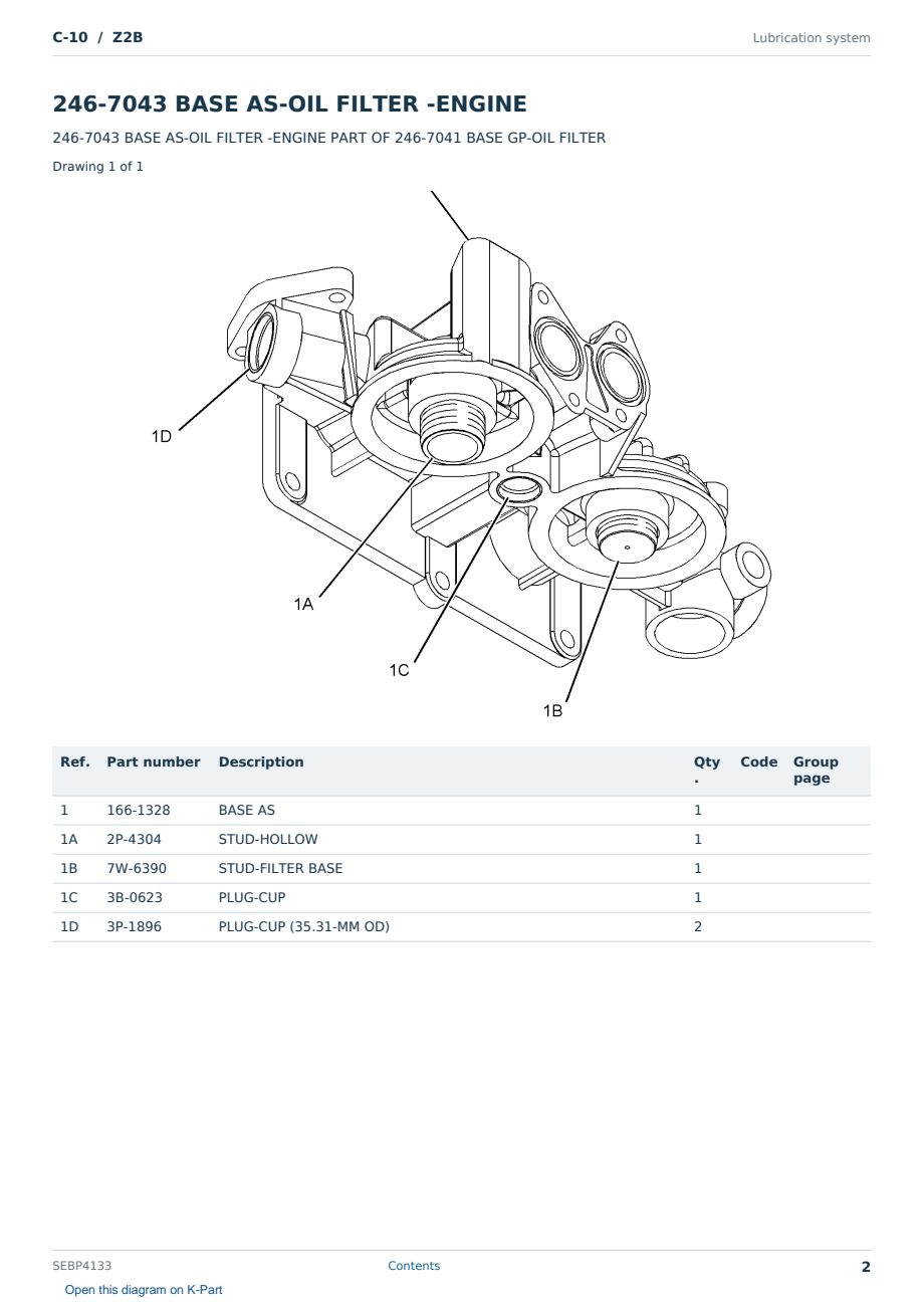Caterpillar C-10 S/N Z2B Partsbook SEBP4133 (English) - sample page 2 of 10 Caterpillar C-10 S/N Z2B Partsbook SEBP4133 (English) - sample page 2 of 10