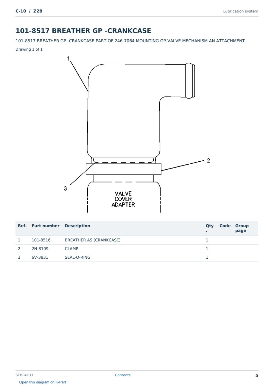 Caterpillar C-10 S/N Z2B Partsbook SEBP4133 (English) - sample page 5 of 10 Caterpillar C-10 S/N Z2B Partsbook SEBP4133 (English) - sample page 5 of 10