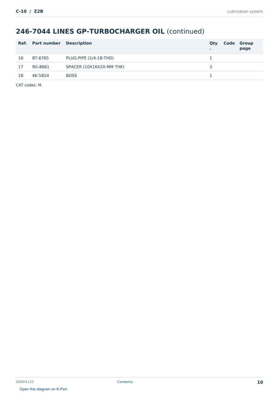 Caterpillar C-10 S/N Z2B Partsbook SEBP4133 (English) - sample page 10 of 10 Caterpillar C-10 S/N Z2B Partsbook SEBP4133 (English) - sample page 10 of 10