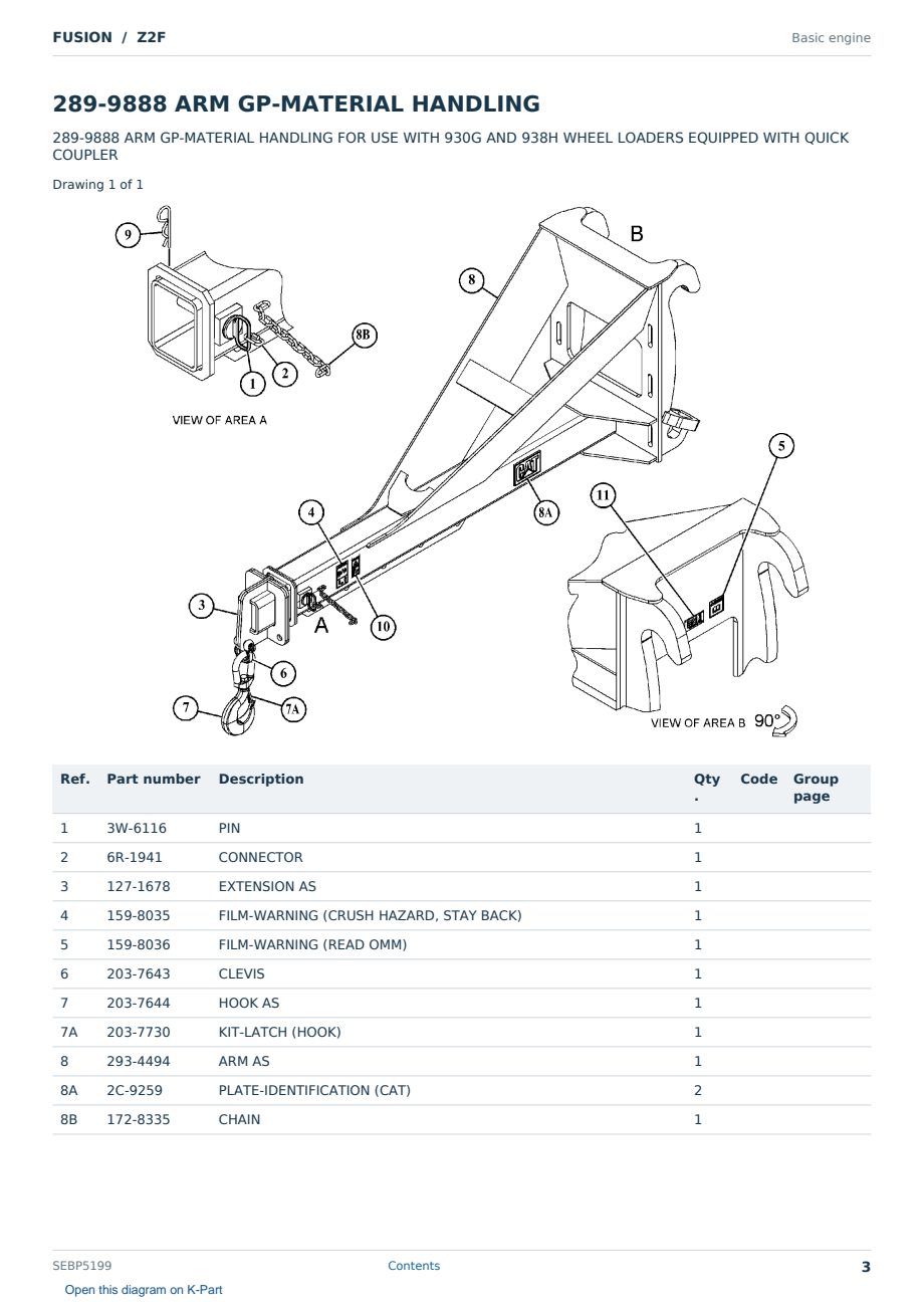 Caterpillar FUSION S/N Z2F Partsbook SEBP5199 (English) - sample page 3 of 5 Caterpillar FUSION S/N Z2F Partsbook SEBP5199 (English) - sample page 3 of 5