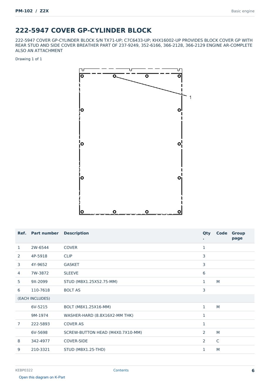 Caterpillar PM-102 S/N Z2X Partsbook KEBP0322 (English) - sample page 6 of 10 Caterpillar PM-102 S/N Z2X Partsbook KEBP0322 (English) - sample page 6 of 10