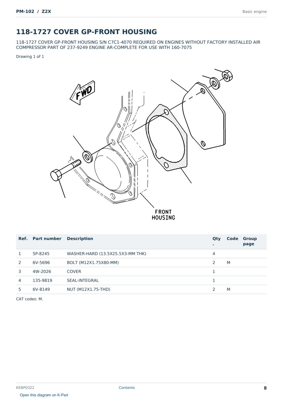 Caterpillar PM-102 S/N Z2X Partsbook KEBP0322 (English) - sample page 8 of 10 Caterpillar PM-102 S/N Z2X Partsbook KEBP0322 (English) - sample page 8 of 10