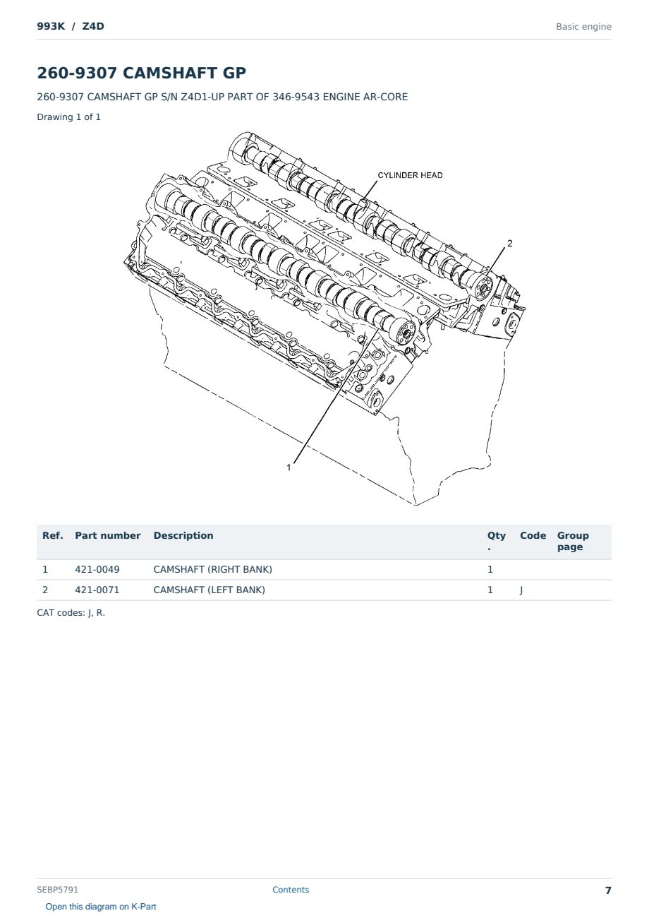 Caterpillar 993K S/N Z4D Partsbook SEBP5791 (English) - sample page 7 of 10 Caterpillar 993K S/N Z4D Partsbook SEBP5791 (English) - sample page 7 of 10