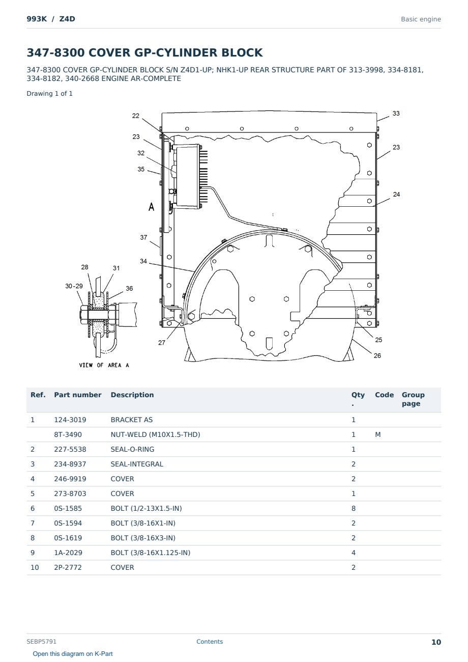 Caterpillar 993K S/N Z4D Partsbook SEBP5791 (English) - sample page 10 of 10 Caterpillar 993K S/N Z4D Partsbook SEBP5791 (English) - sample page 10 of 10
