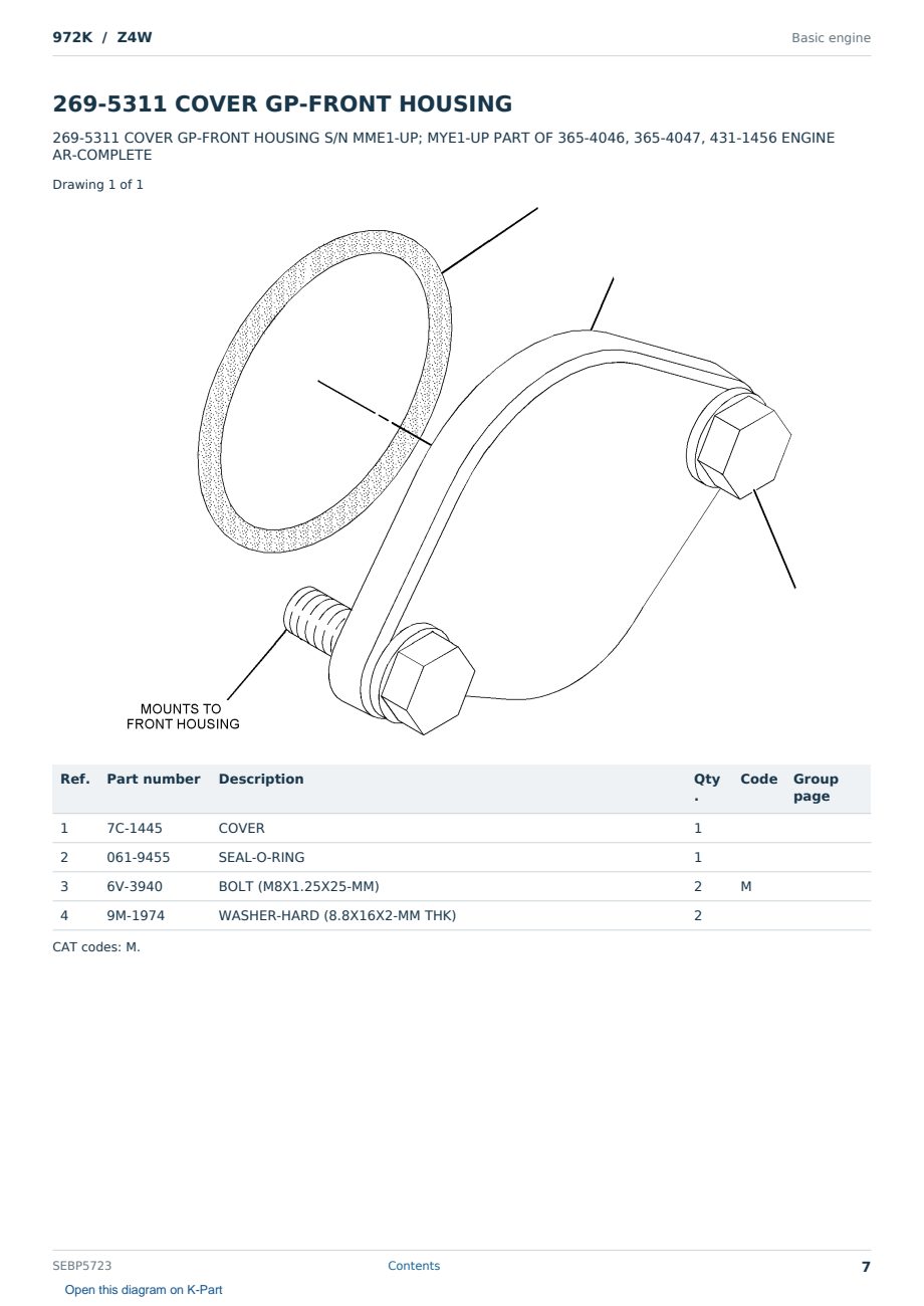 Caterpillar 972K S/N Z4W Partsbook SEBP5723 (English) - sample page 7 of 10 Caterpillar 972K S/N Z4W Partsbook SEBP5723 (English) - sample page 7 of 10