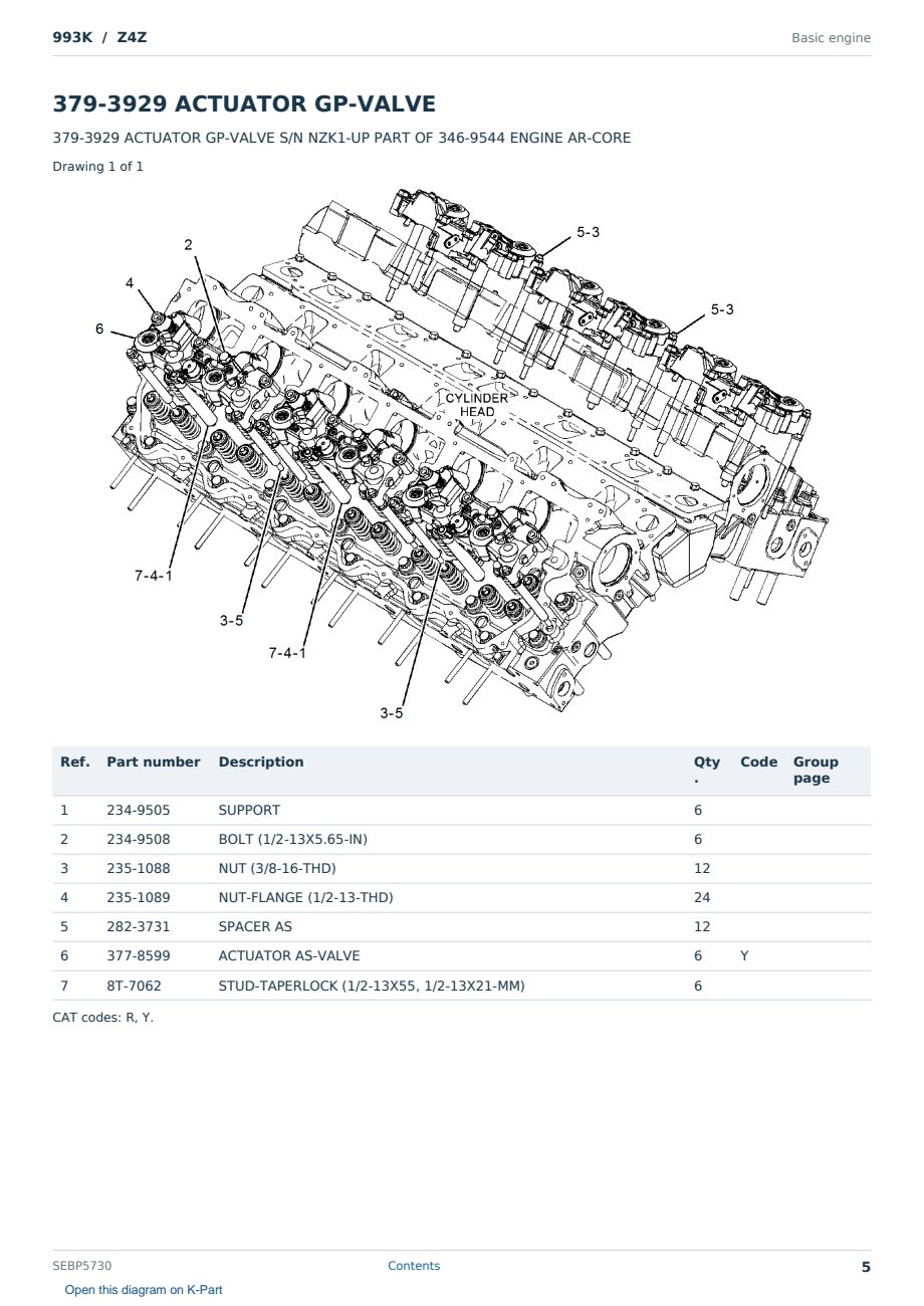 Caterpillar 993K S/N Z4Z Partsbook SEBP5730 (English) - sample page 5 of 10 Caterpillar 993K S/N Z4Z Partsbook SEBP5730 (English) - sample page 5 of 10