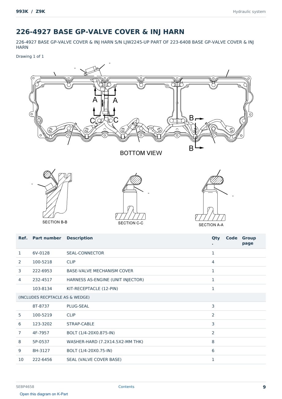 Caterpillar 993K S/N Z9K Partsbook SEBP4658 (English) - sample page 9 of 10 Caterpillar 993K S/N Z9K Partsbook SEBP4658 (English) - sample page 9 of 10