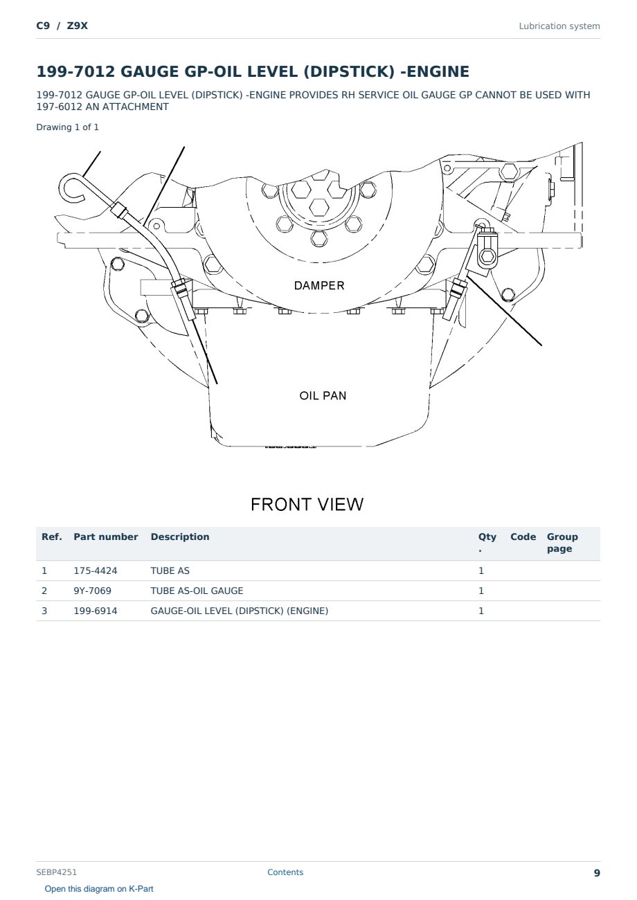 Caterpillar C9 S/N Z9X Partsbook SEBP4251 (English) - sample page 9 of 10 Caterpillar C9 S/N Z9X Partsbook SEBP4251 (English) - sample page 9 of 10