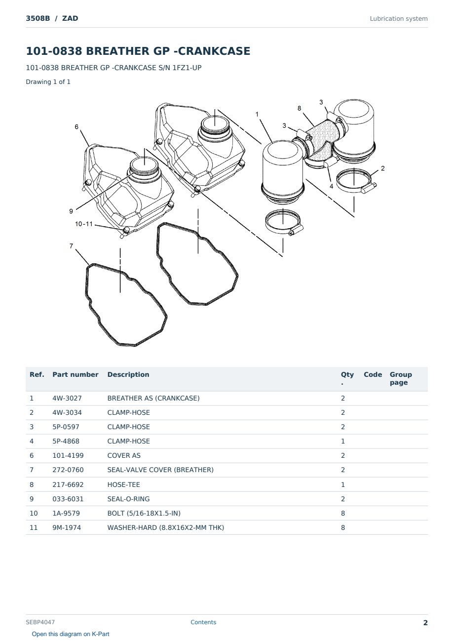 Caterpillar 3508B S/N ZAD Partsbook SEBP4047 (English) - sample page 2 of 10 Caterpillar 3508B S/N ZAD Partsbook SEBP4047 (English) - sample page 2 of 10