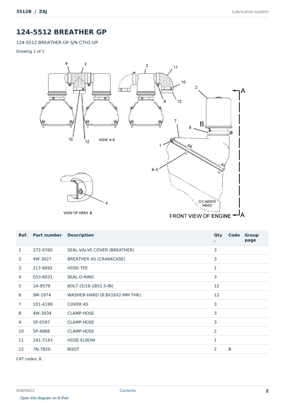 Caterpillar 3512B S/N ZAJ Partsbook SEBP4052 (English) - sample page 2 of 10 Caterpillar 3512B S/N ZAJ Partsbook SEBP4052 (English) - sample page 2 of 10