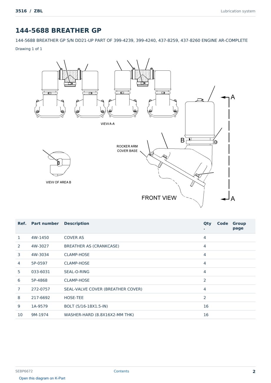 Caterpillar 3516 S/N ZBL Partsbook SEBP6672 (English) - sample page 2 of 10 Caterpillar 3516 S/N ZBL Partsbook SEBP6672 (English) - sample page 2 of 10