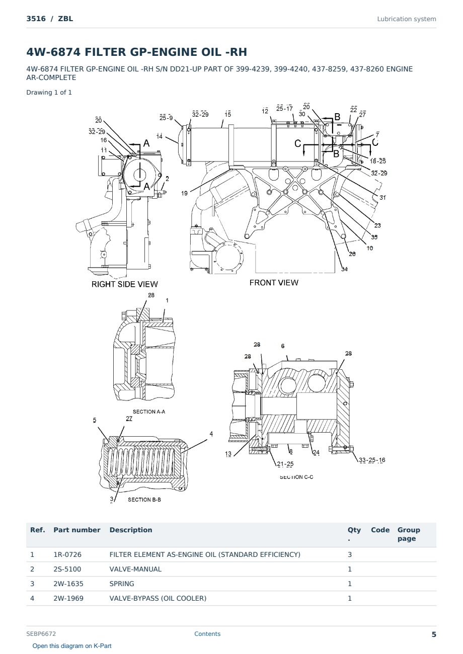Caterpillar 3516 S/N ZBL Partsbook SEBP6672 (English) - sample page 5 of 10 Caterpillar 3516 S/N ZBL Partsbook SEBP6672 (English) - sample page 5 of 10