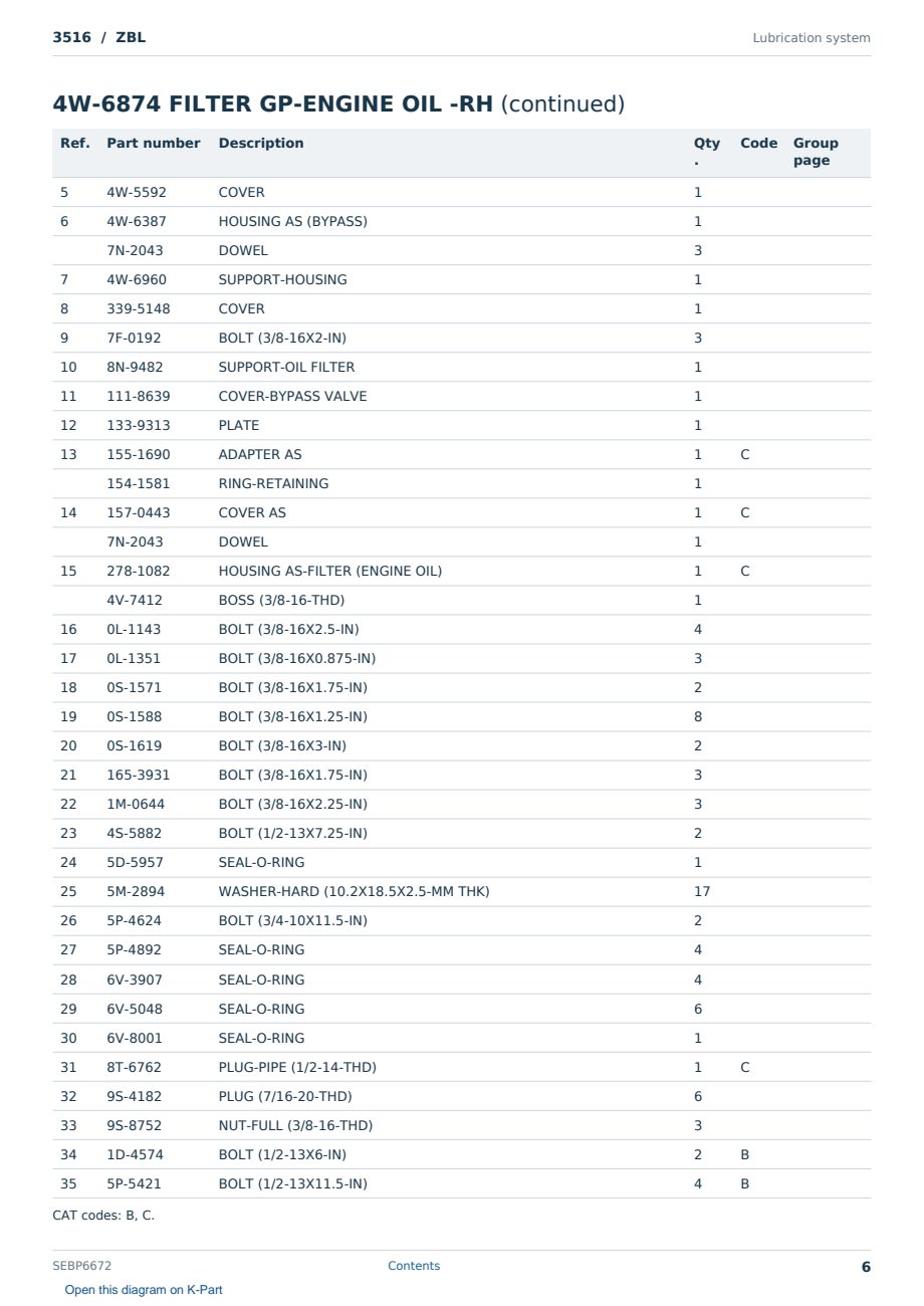 Caterpillar 3516 S/N ZBL Partsbook SEBP6672 (English) - sample page 6 of 10 Caterpillar 3516 S/N ZBL Partsbook SEBP6672 (English) - sample page 6 of 10