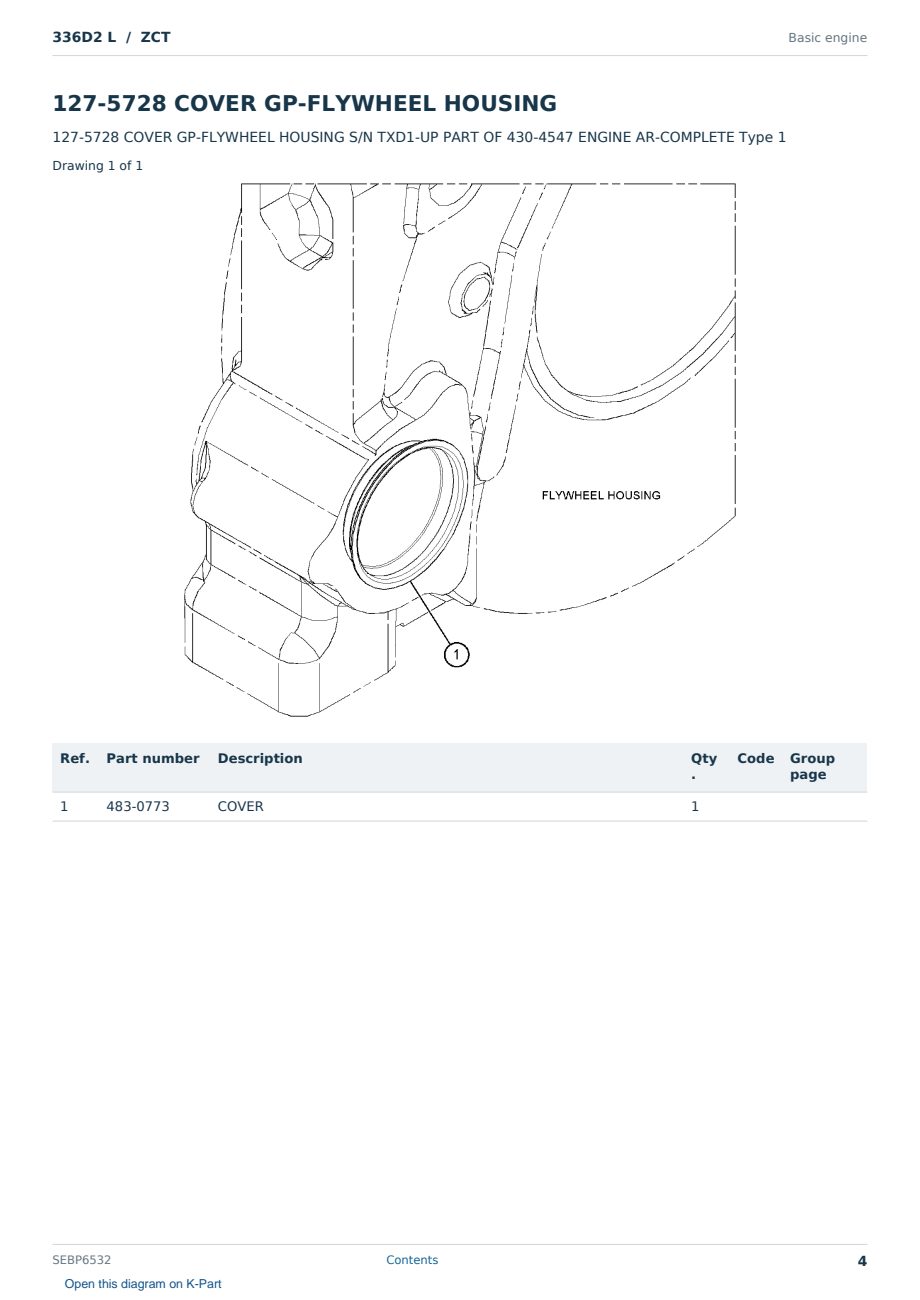 Caterpillar 336D2 L S/N ZCT Partsbook SEBP6532 (English) - sample page 4 of 10 Caterpillar 336D2 L S/N ZCT Partsbook SEBP6532 (English) - sample page 4 of 10