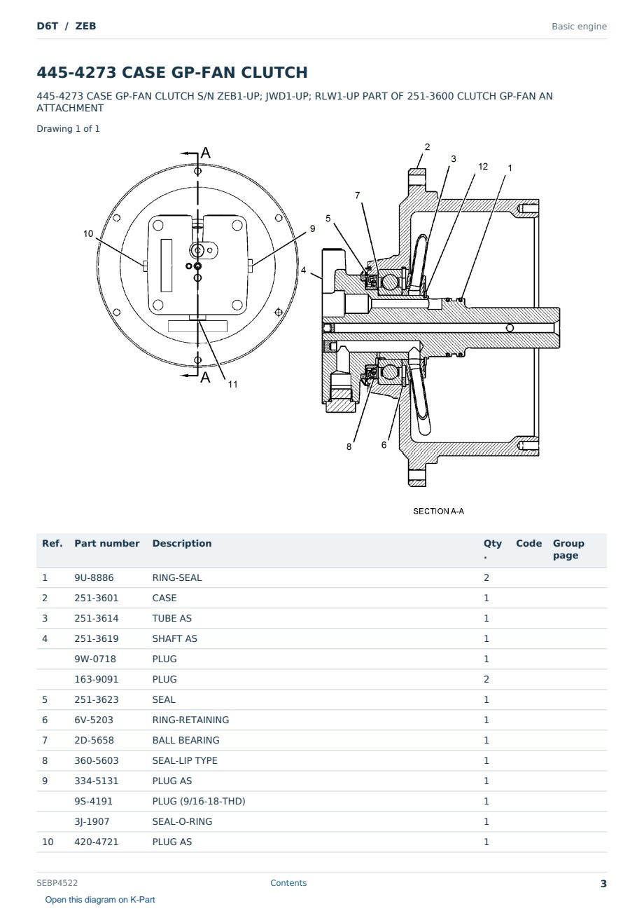 Caterpillar D6T S/N ZEB Partsbook SEBP4522 (English) - sample page 3 of 10 Caterpillar D6T S/N ZEB Partsbook SEBP4522 (English) - sample page 3 of 10