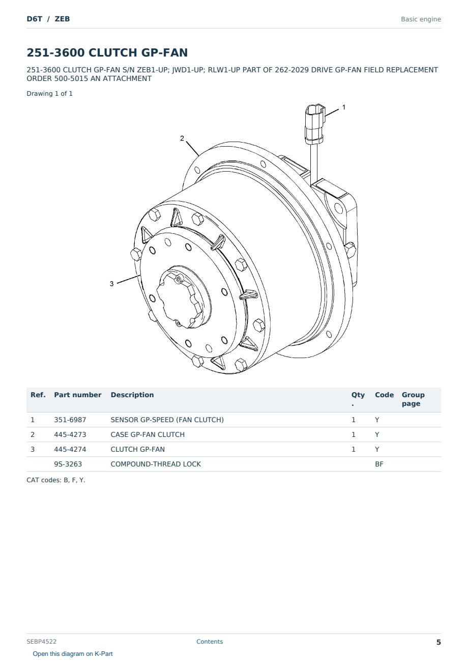 Caterpillar D6T S/N ZEB Partsbook SEBP4522 (English) - sample page 5 of 10 Caterpillar D6T S/N ZEB Partsbook SEBP4522 (English) - sample page 5 of 10