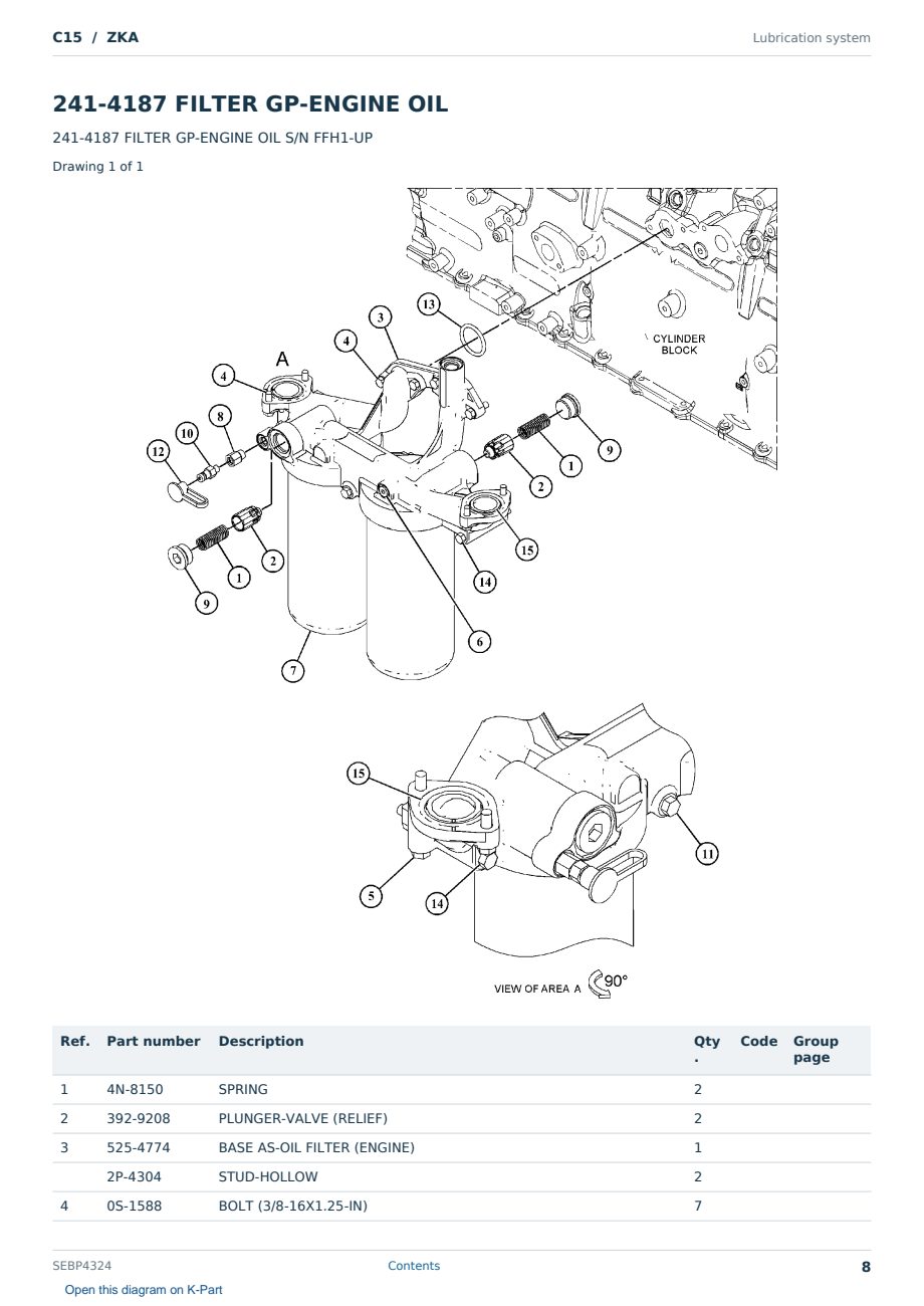 Caterpillar C15 S/N ZKA Partsbook SEBP4324 (English) - sample page 8 of 10 Caterpillar C15 S/N ZKA Partsbook SEBP4324 (English) - sample page 8 of 10