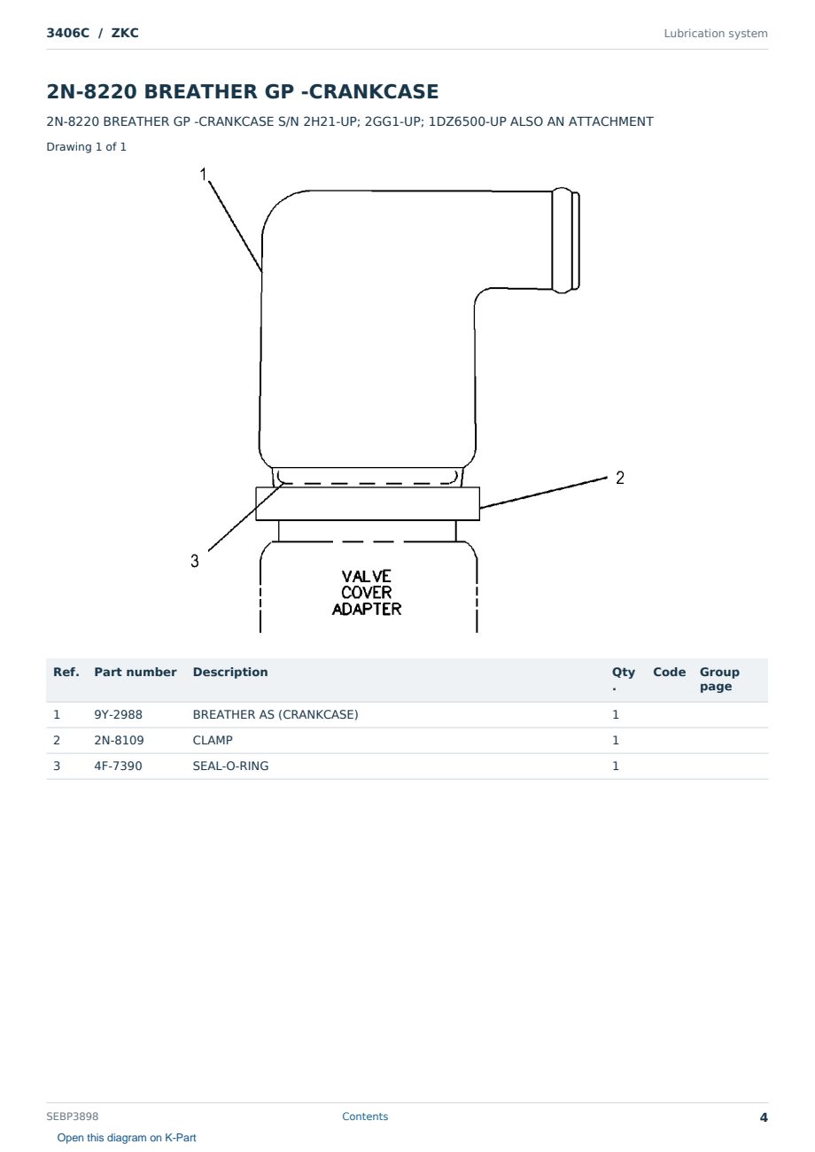 Caterpillar 3406C S/N ZKC Partsbook SEBP3898 (English) - sample page 4 of 10 Caterpillar 3406C S/N ZKC Partsbook SEBP3898 (English) - sample page 4 of 10