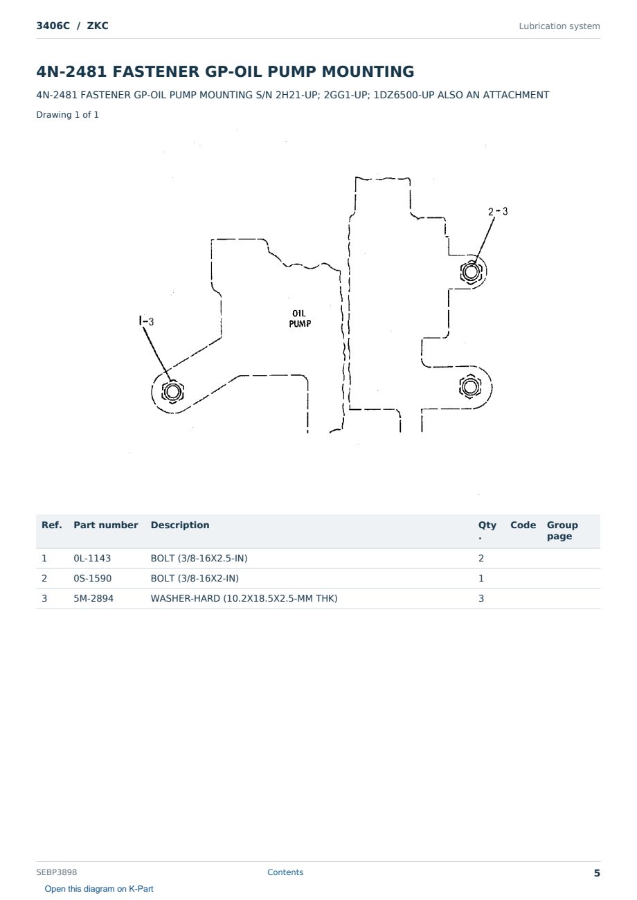 Caterpillar 3406C S/N ZKC Partsbook SEBP3898 (English) - sample page 5 of 10 Caterpillar 3406C S/N ZKC Partsbook SEBP3898 (English) - sample page 5 of 10