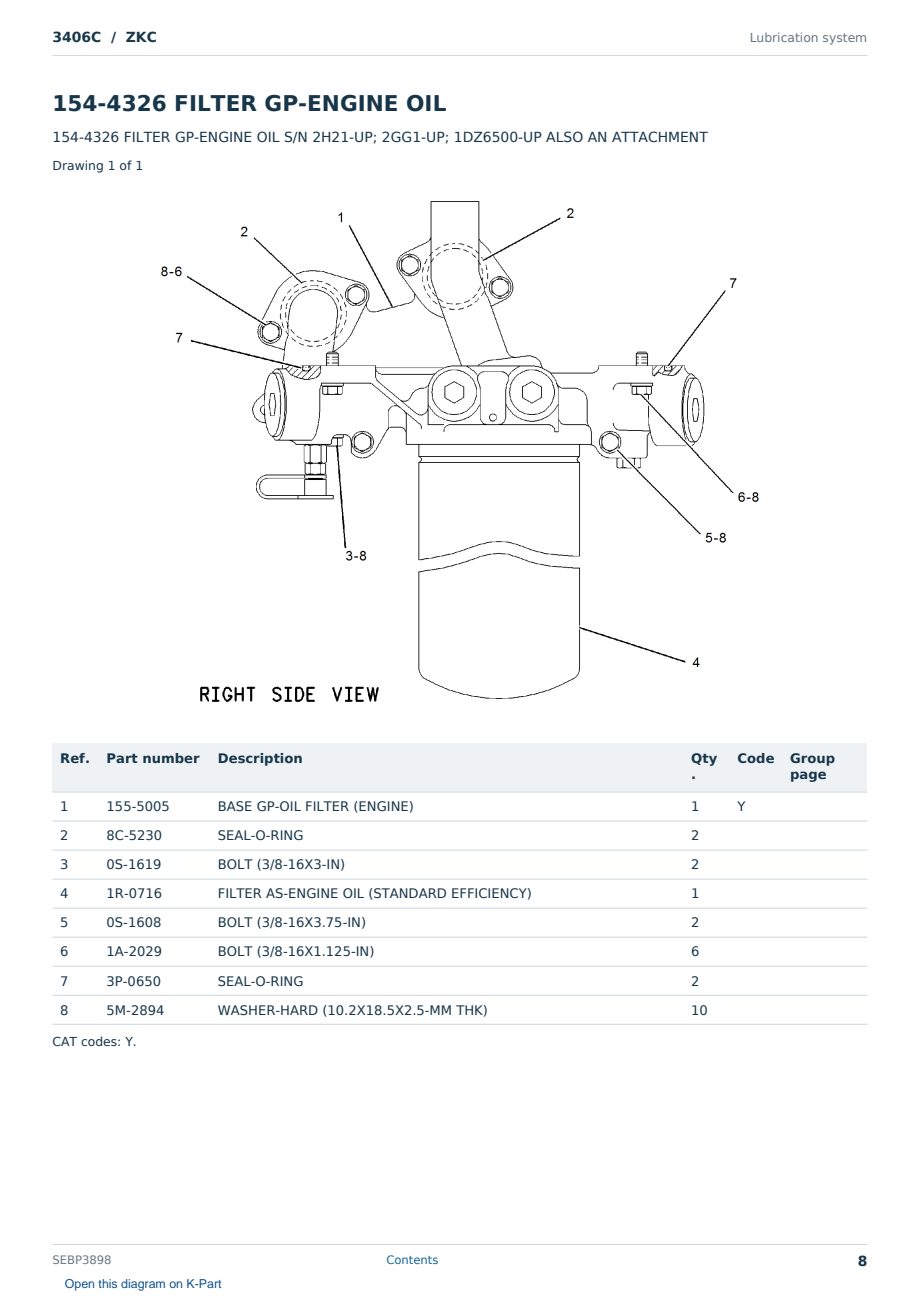 Caterpillar 3406C S/N ZKC Partsbook SEBP3898 (English) - sample page 8 of 10 Caterpillar 3406C S/N ZKC Partsbook SEBP3898 (English) - sample page 8 of 10