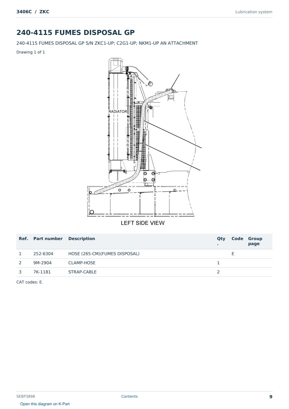 Caterpillar 3406C S/N ZKC Partsbook SEBP3898 (English) - sample page 9 of 10 Caterpillar 3406C S/N ZKC Partsbook SEBP3898 (English) - sample page 9 of 10