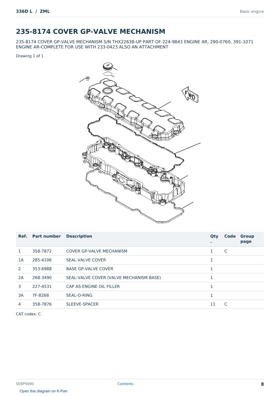 Caterpillar 336D L S/N ZML Partsbook SEBP5690 (English) - sample page 8 of 10 Caterpillar 336D L S/N ZML Partsbook SEBP5690 (English) - sample page 8 of 10