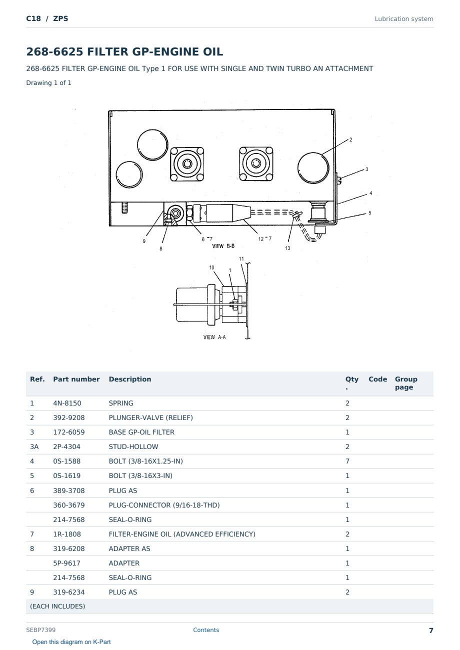 Caterpillar C18 S/N ZPS Partsbook SEBP7399 (English) - sample page 7 of 10 Caterpillar C18 S/N ZPS Partsbook SEBP7399 (English) - sample page 7 of 10