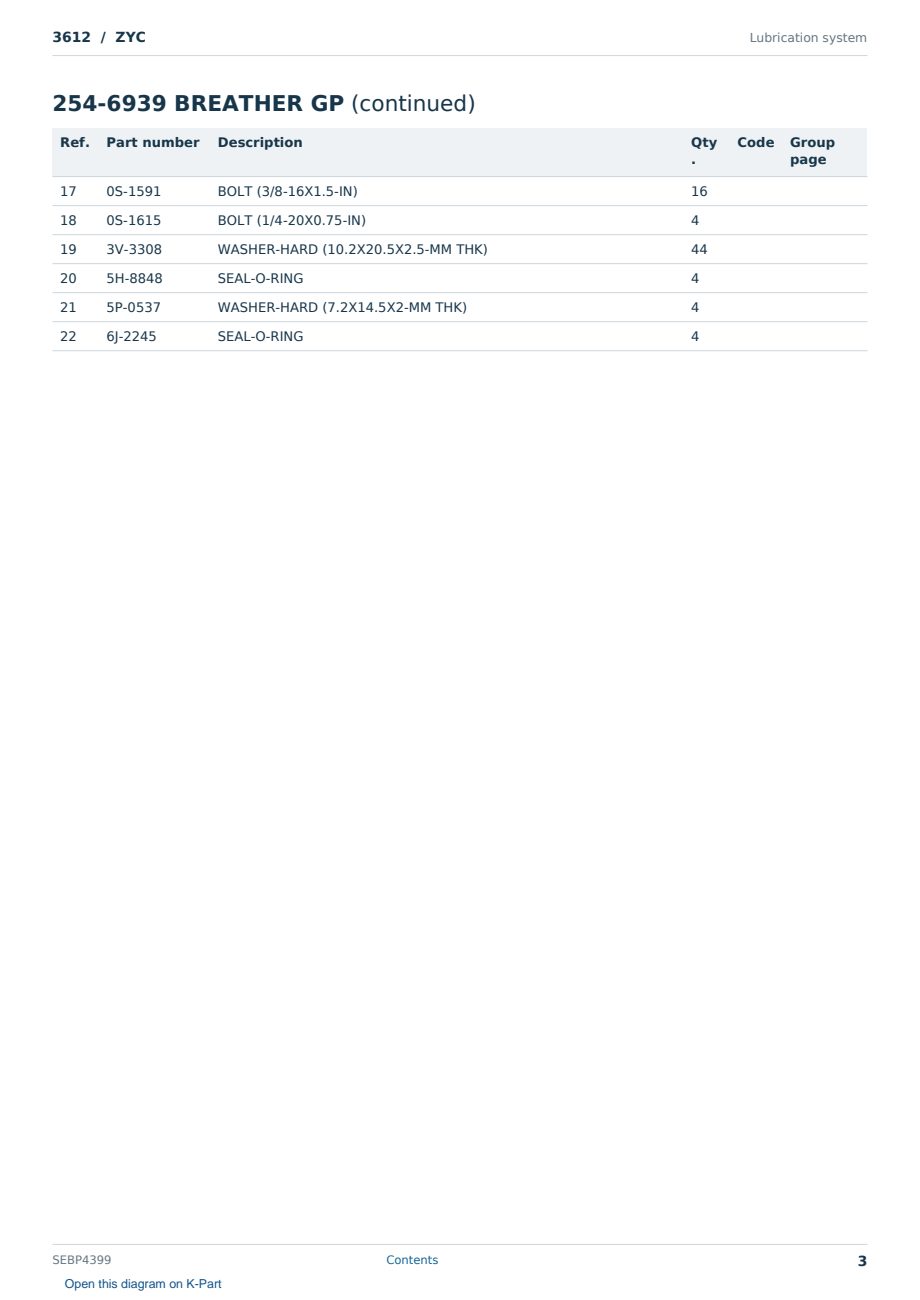 Caterpillar 3612 S/N ZYC Partsbook SEBP4399 (English) - sample page 3 of 10 Caterpillar 3612 S/N ZYC Partsbook SEBP4399 (English) - sample page 3 of 10