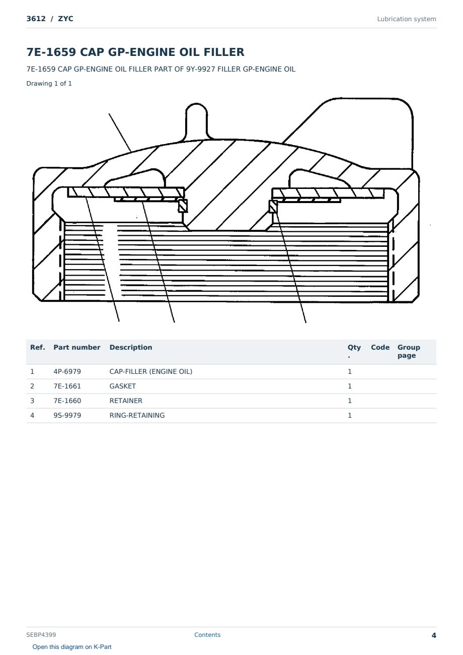 Caterpillar 3612 S/N ZYC Partsbook SEBP4399 (English) - sample page 4 of 10 Caterpillar 3612 S/N ZYC Partsbook SEBP4399 (English) - sample page 4 of 10