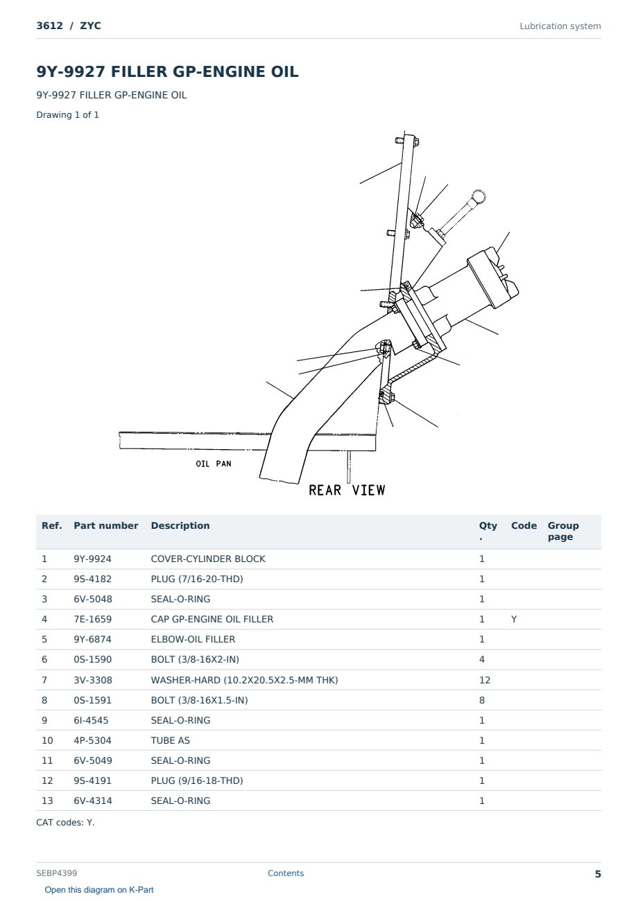 Caterpillar 3612 S/N ZYC Partsbook SEBP4399 (English) - sample page 5 of 10 Caterpillar 3612 S/N ZYC Partsbook SEBP4399 (English) - sample page 5 of 10