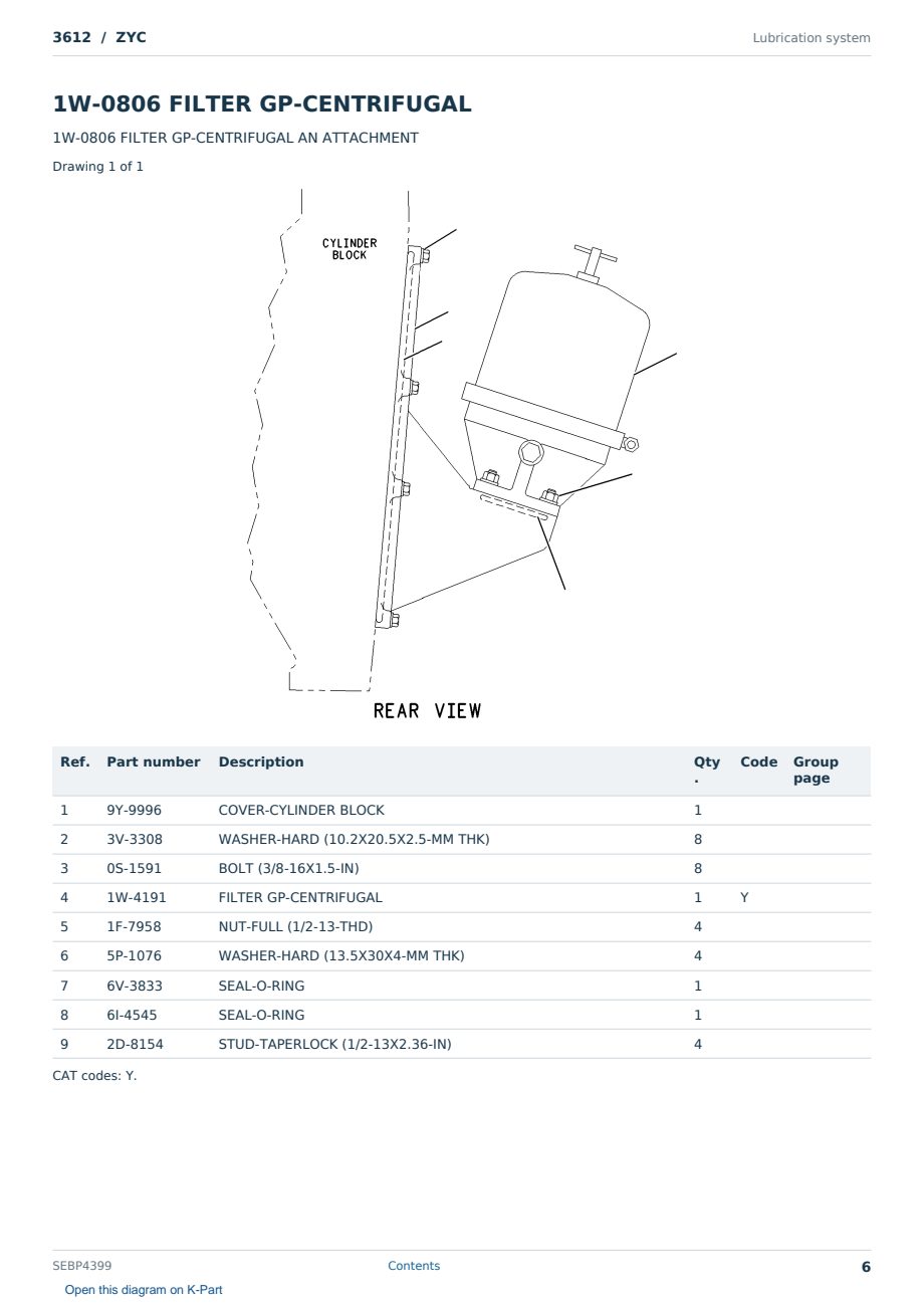 Caterpillar 3612 S/N ZYC Partsbook SEBP4399 (English) - sample page 6 of 10 Caterpillar 3612 S/N ZYC Partsbook SEBP4399 (English) - sample page 6 of 10
