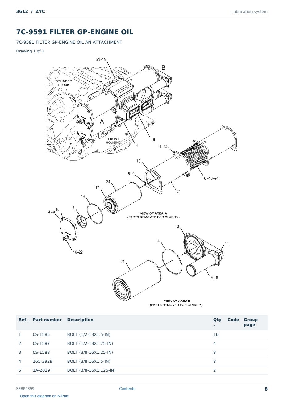 Caterpillar 3612 S/N ZYC Partsbook SEBP4399 (English) - sample page 8 of 10 Caterpillar 3612 S/N ZYC Partsbook SEBP4399 (English) - sample page 8 of 10