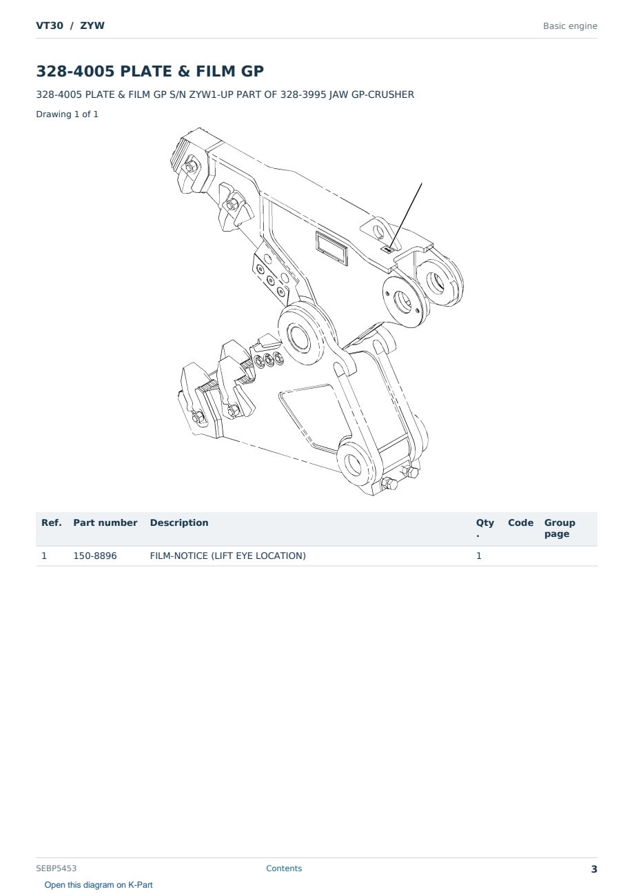 Caterpillar VT30 S/N ZYW Partsbook SEBP5453 (English) - sample page 3 of 10 Caterpillar VT30 S/N ZYW Partsbook SEBP5453 (English) - sample page 3 of 10
