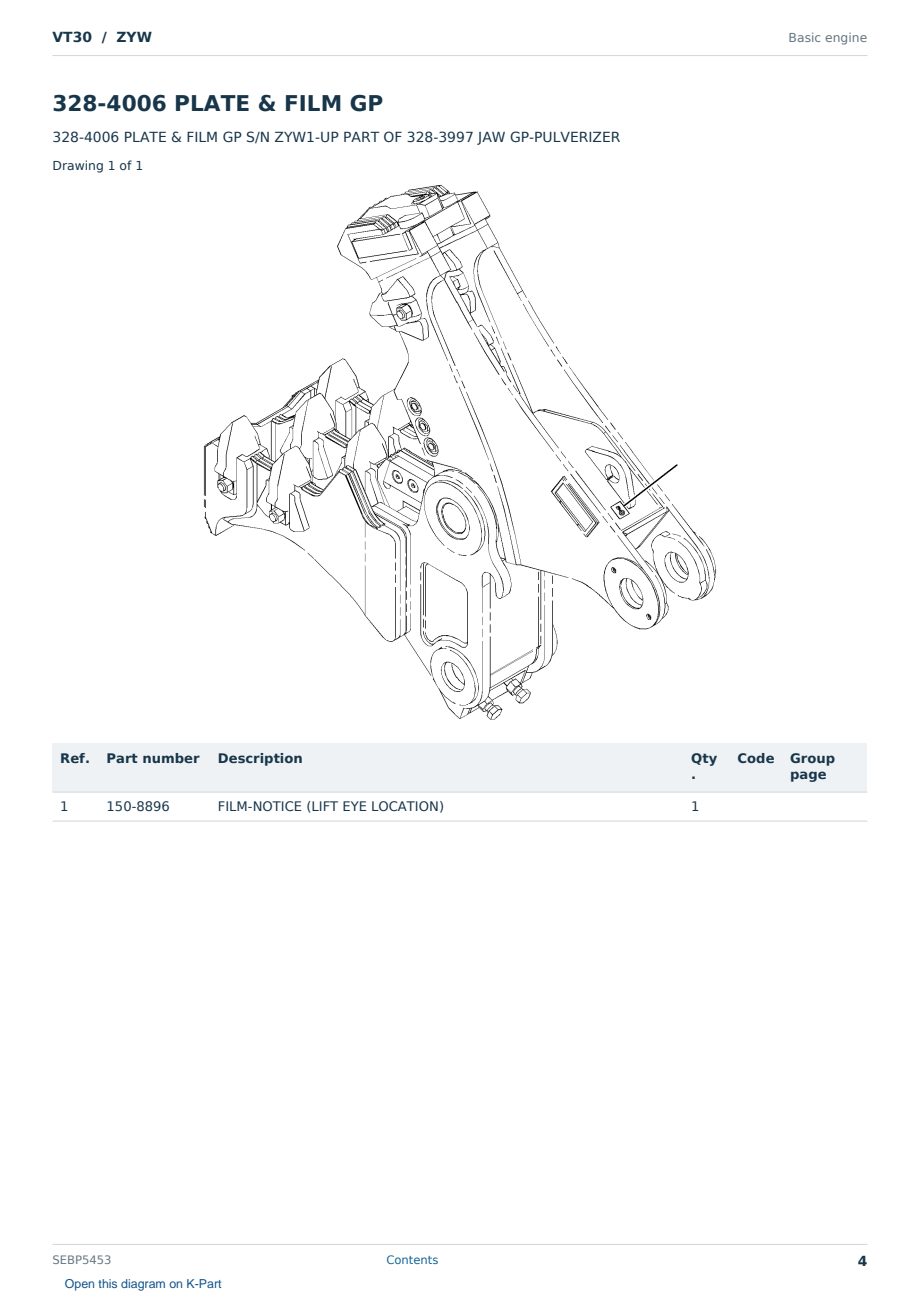 Caterpillar VT30 S/N ZYW Partsbook SEBP5453 (English) - sample page 4 of 10 Caterpillar VT30 S/N ZYW Partsbook SEBP5453 (English) - sample page 4 of 10
