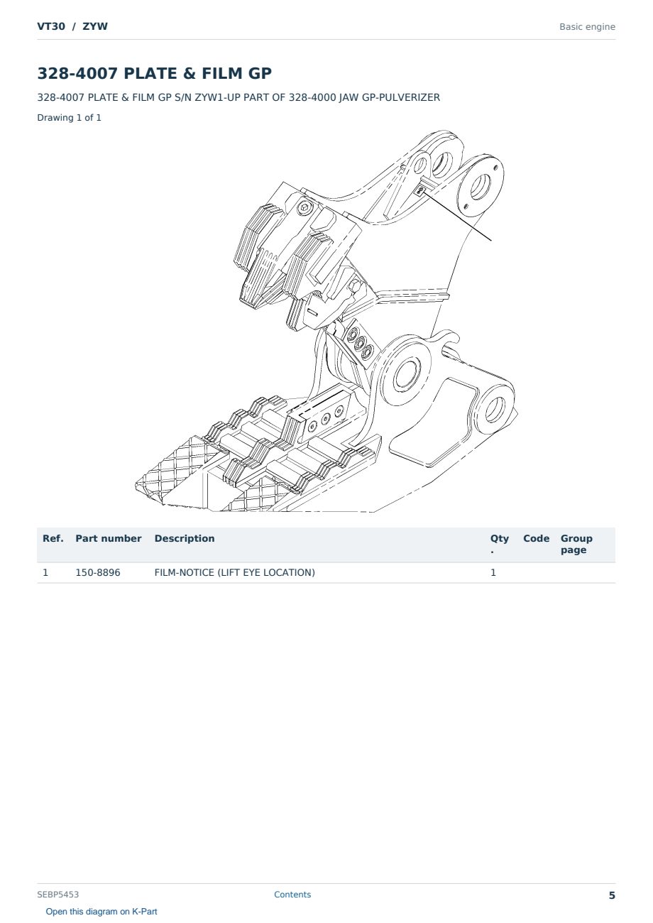 Caterpillar VT30 S/N ZYW Partsbook SEBP5453 (English) - sample page 5 of 10 Caterpillar VT30 S/N ZYW Partsbook SEBP5453 (English) - sample page 5 of 10