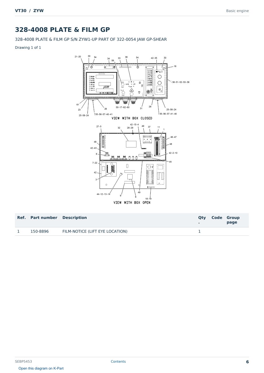 Caterpillar VT30 S/N ZYW Partsbook SEBP5453 (English) - sample page 6 of 10 Caterpillar VT30 S/N ZYW Partsbook SEBP5453 (English) - sample page 6 of 10