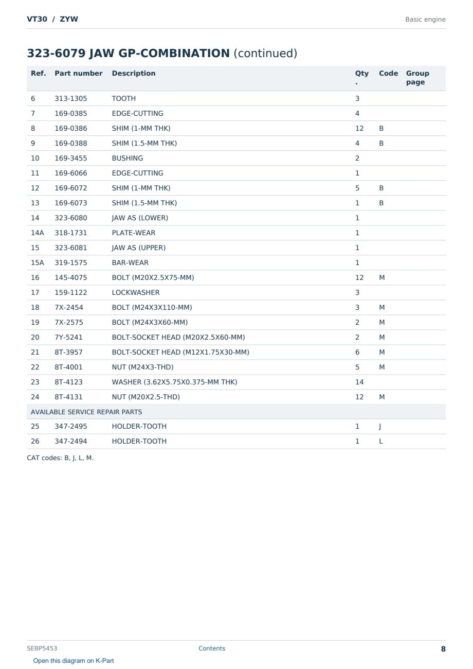 Caterpillar VT30 S/N ZYW Partsbook SEBP5453 (English) - sample page 8 of 10 Caterpillar VT30 S/N ZYW Partsbook SEBP5453 (English) - sample page 8 of 10