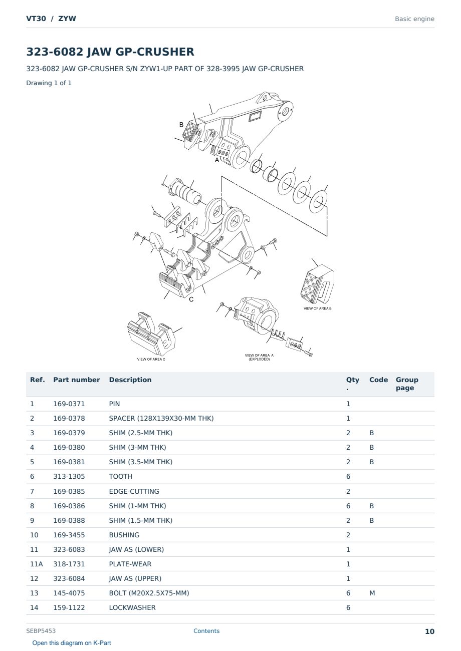 Caterpillar VT30 S/N ZYW Partsbook SEBP5453 (English) - sample page 10 of 10 Caterpillar VT30 S/N ZYW Partsbook SEBP5453 (English) - sample page 10 of 10