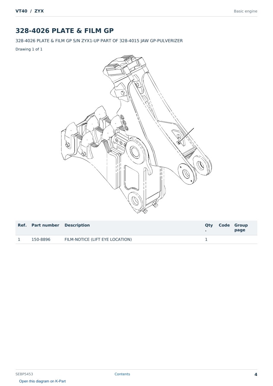 Caterpillar VT40 S/N ZYX Partsbook SEBP5453 (English) - sample page 4 of 10 Caterpillar VT40 S/N ZYX Partsbook SEBP5453 (English) - sample page 4 of 10