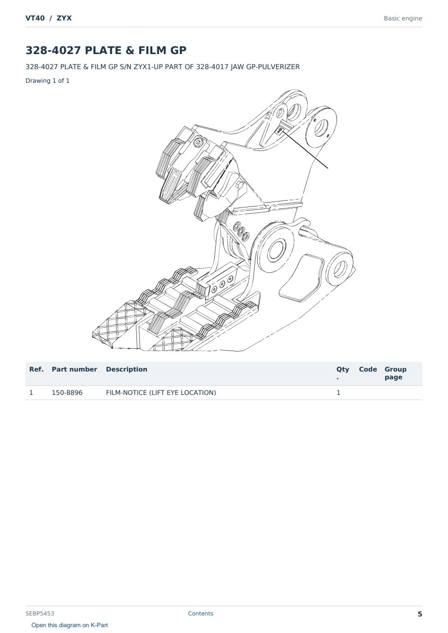 Caterpillar VT40 S/N ZYX Partsbook SEBP5453 (English) - sample page 5 of 10 Caterpillar VT40 S/N ZYX Partsbook SEBP5453 (English) - sample page 5 of 10