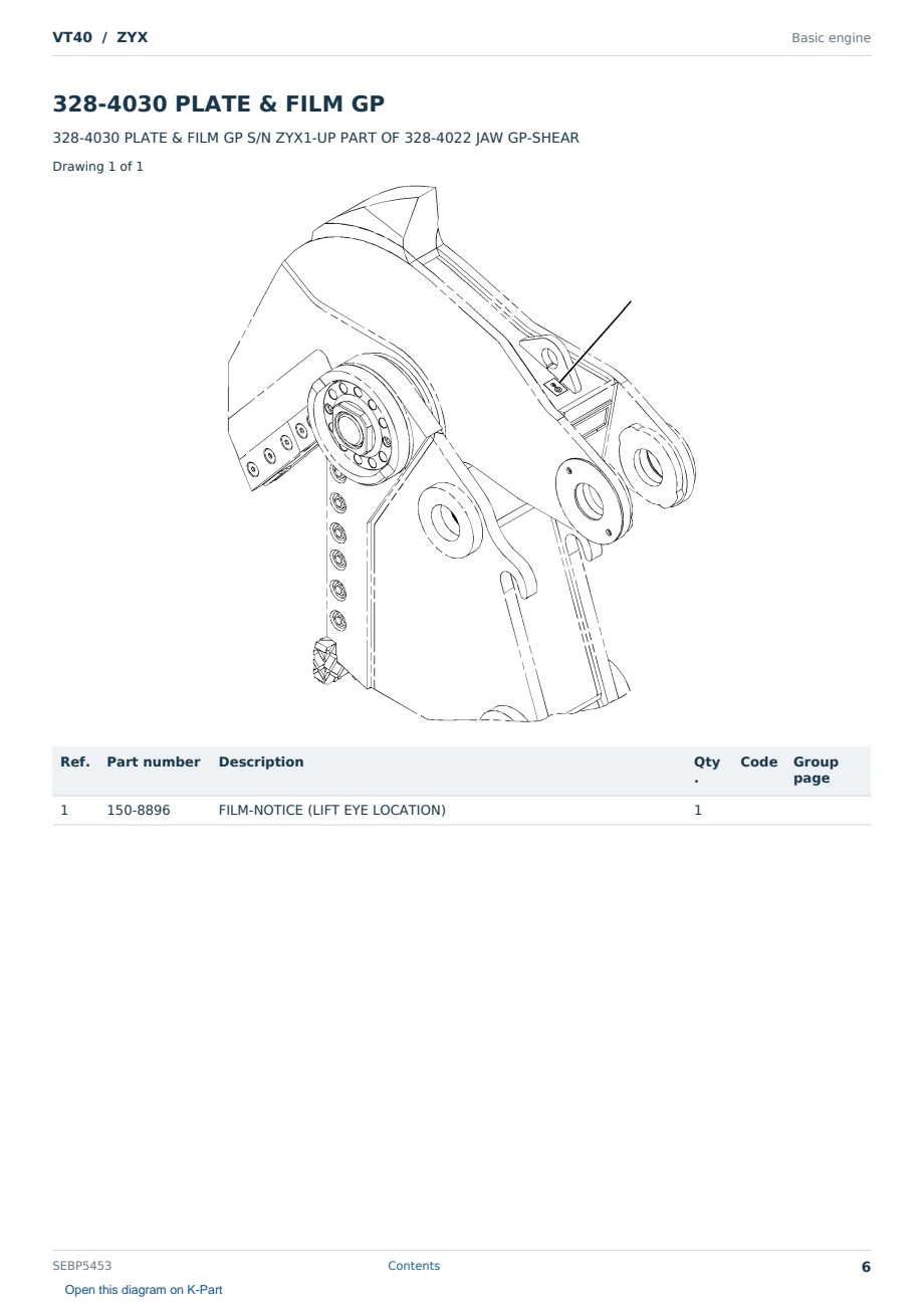 Caterpillar VT40 S/N ZYX Partsbook SEBP5453 (English) - sample page 6 of 10 Caterpillar VT40 S/N ZYX Partsbook SEBP5453 (English) - sample page 6 of 10