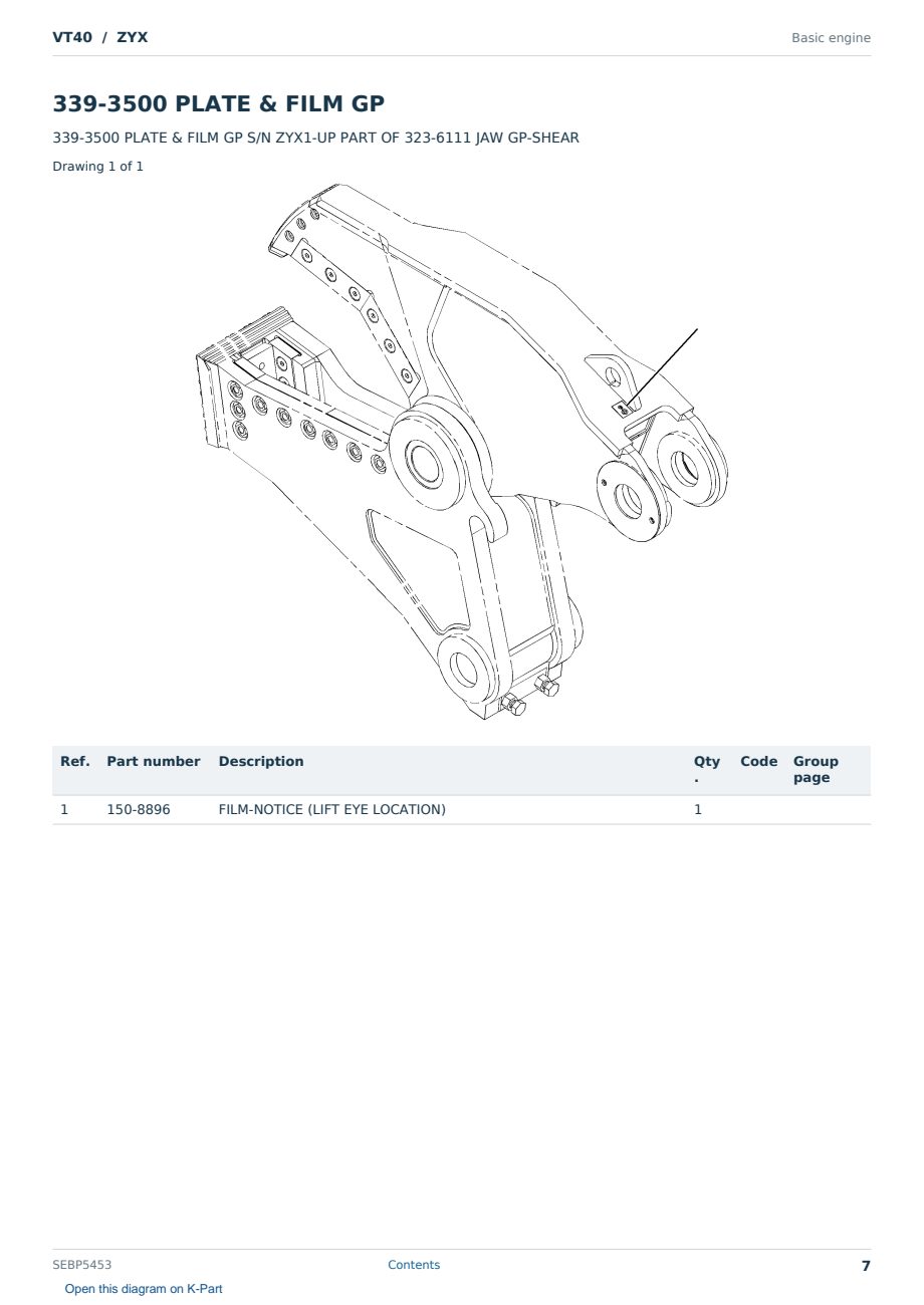 Caterpillar VT40 S/N ZYX Partsbook SEBP5453 (English) - sample page 7 of 10 Caterpillar VT40 S/N ZYX Partsbook SEBP5453 (English) - sample page 7 of 10