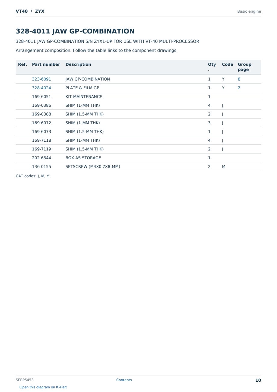 Caterpillar VT40 S/N ZYX Partsbook SEBP5453 (English) - sample page 10 of 10 Caterpillar VT40 S/N ZYX Partsbook SEBP5453 (English) - sample page 10 of 10