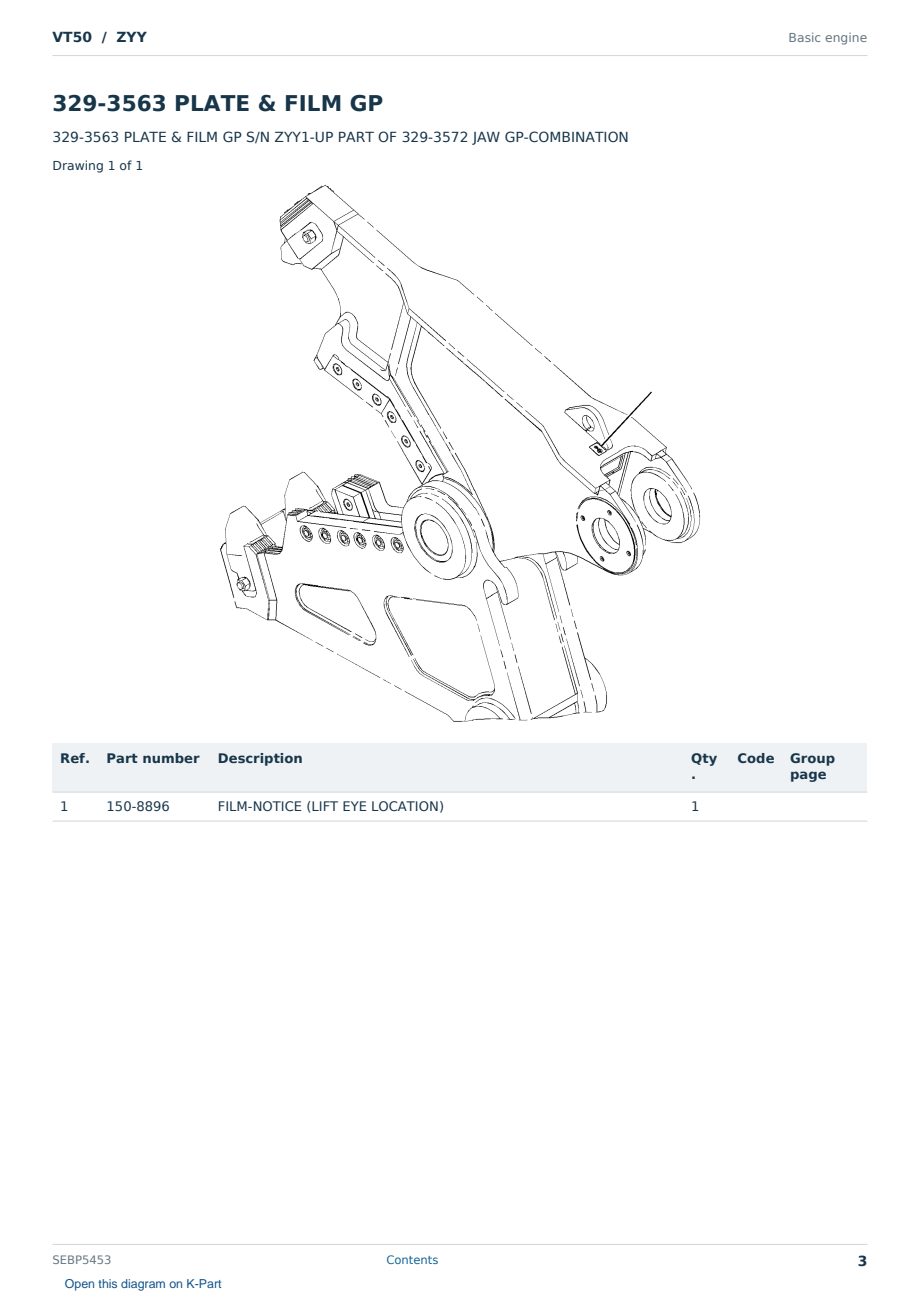 Caterpillar VT50 S/N ZYY Partsbook SEBP5453 (English) - sample page 3 of 10 Caterpillar VT50 S/N ZYY Partsbook SEBP5453 (English) - sample page 3 of 10