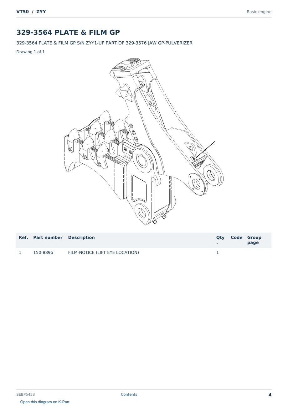 Caterpillar VT50 S/N ZYY Partsbook SEBP5453 (English) - sample page 4 of 10 Caterpillar VT50 S/N ZYY Partsbook SEBP5453 (English) - sample page 4 of 10