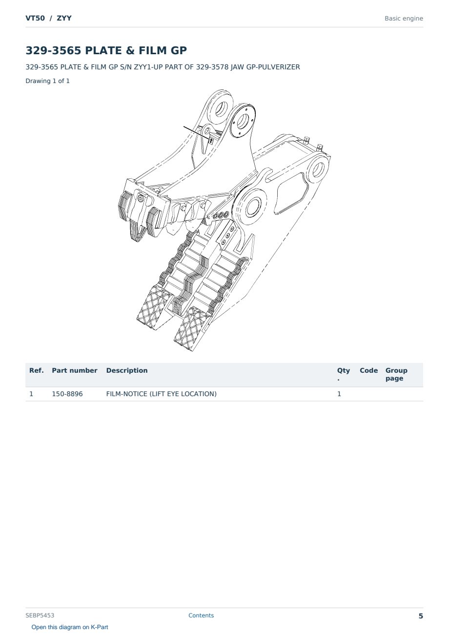 Caterpillar VT50 S/N ZYY Partsbook SEBP5453 (English) - sample page 5 of 10 Caterpillar VT50 S/N ZYY Partsbook SEBP5453 (English) - sample page 5 of 10