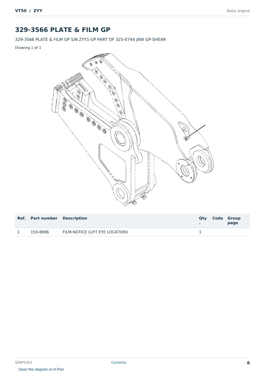 Caterpillar VT50 S/N ZYY Partsbook SEBP5453 (English) - sample page 6 of 10 Caterpillar VT50 S/N ZYY Partsbook SEBP5453 (English) - sample page 6 of 10