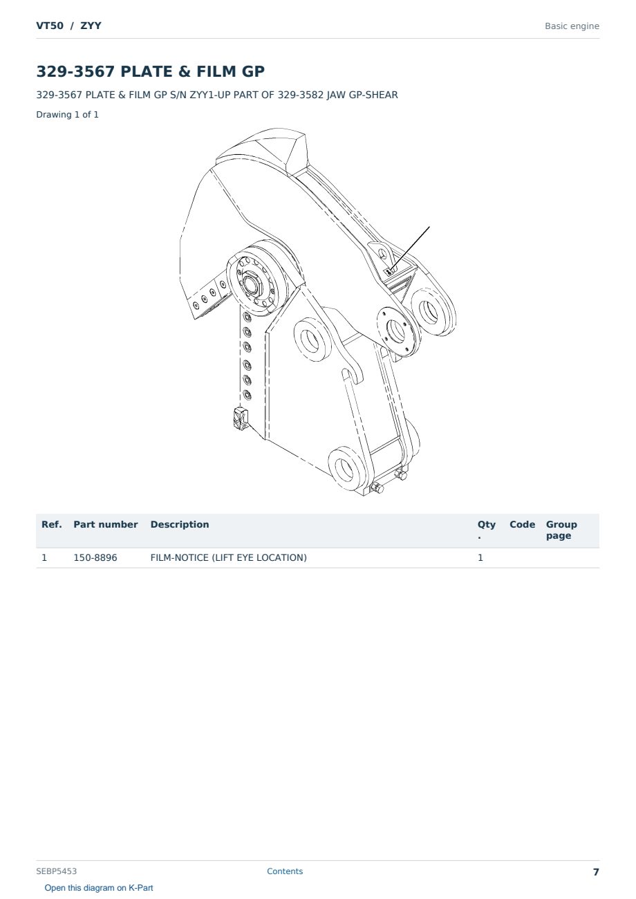 Caterpillar VT50 S/N ZYY Partsbook SEBP5453 (English) - sample page 7 of 10 Caterpillar VT50 S/N ZYY Partsbook SEBP5453 (English) - sample page 7 of 10